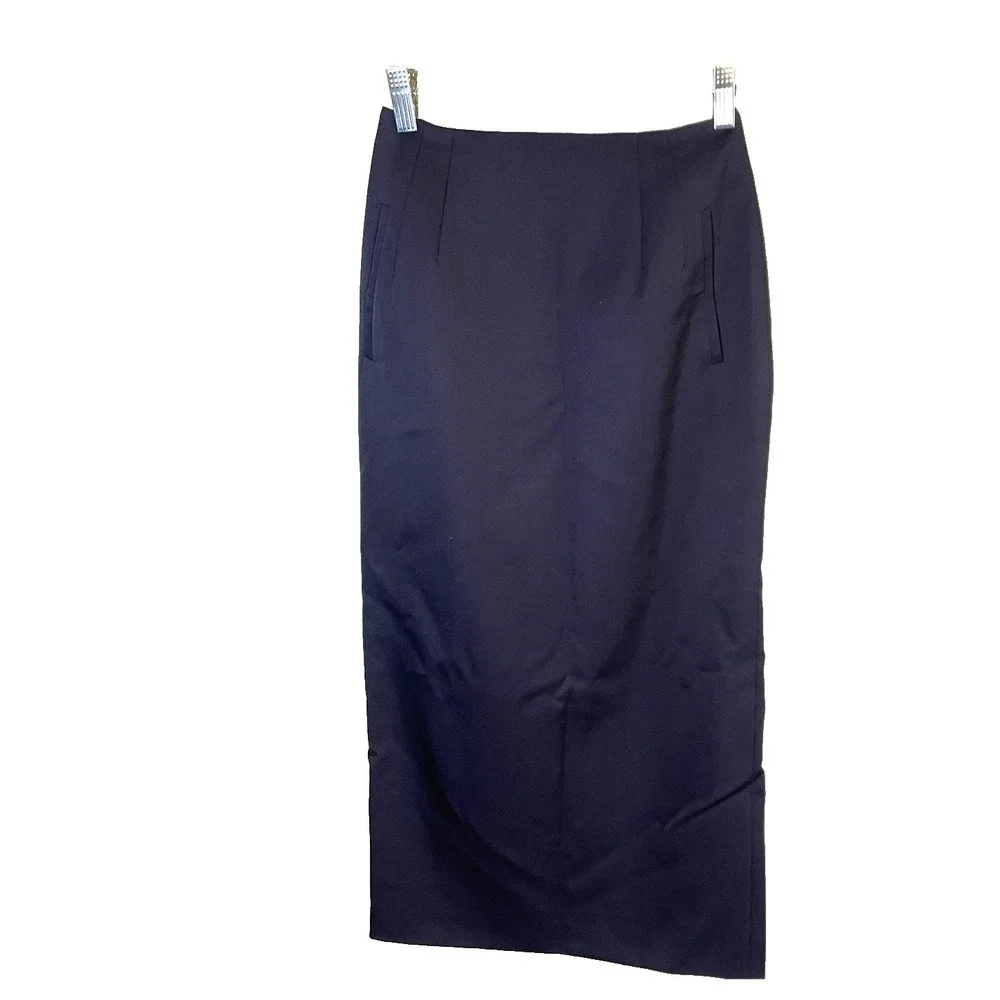 VTG Liz Claiborne Pencil Skirt 4 WOOL‎ Navy Blue Work Career Office Business